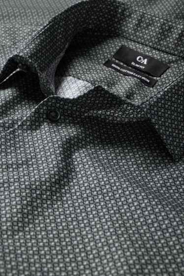 Heren - Business-overhemd - slim fit - kent - gemakkelijk te strijken - minimalistische opdruk - donkergroen