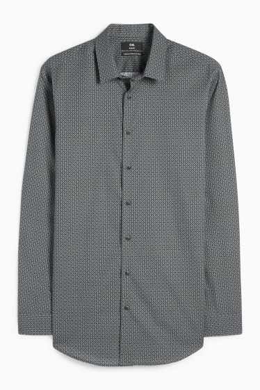 Heren - Business-overhemd - slim fit - kent - gemakkelijk te strijken - minimalistische opdruk - donkergroen