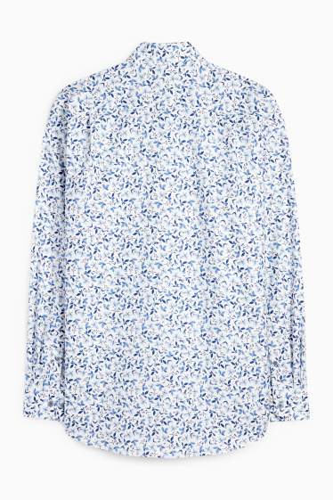 Men - Business shirt - regular fit - kent collar - easy-iron - patterned - blue / white