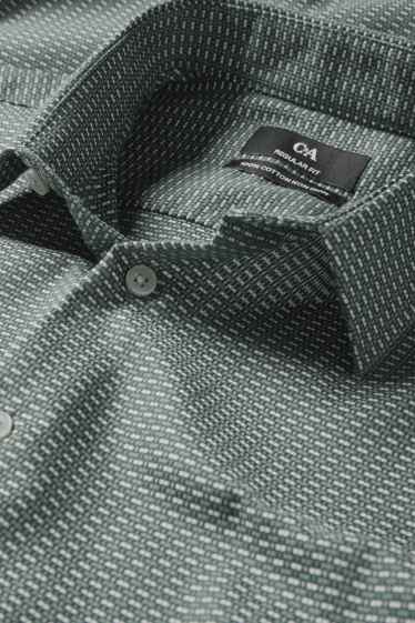 Hommes - Chemise de bureau - regular fit - col kent - sans repassage - à motif - vert foncé