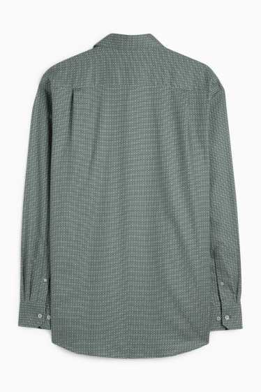 Hommes - Chemise de bureau - regular fit - col kent - sans repassage - à motif - vert foncé