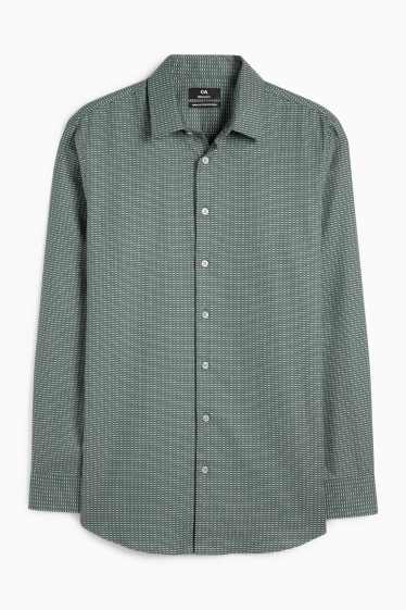 Hommes - Chemise de bureau - regular fit - col kent - sans repassage - à motif - vert foncé