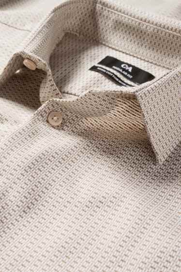 Men - Business shirt - regular fit - kent collar - easy-iron - patterned - beige