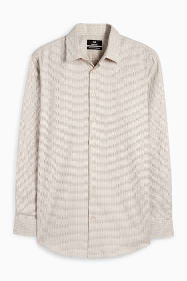 Men - Business shirt - regular fit - kent collar - easy-iron - patterned - beige