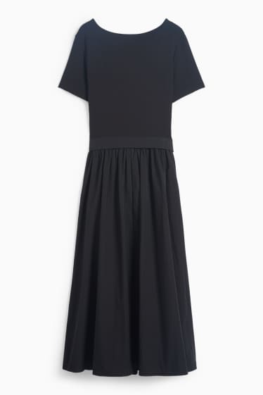 Damen - Fit & Flare Kleid mit Gürtel - schwarz