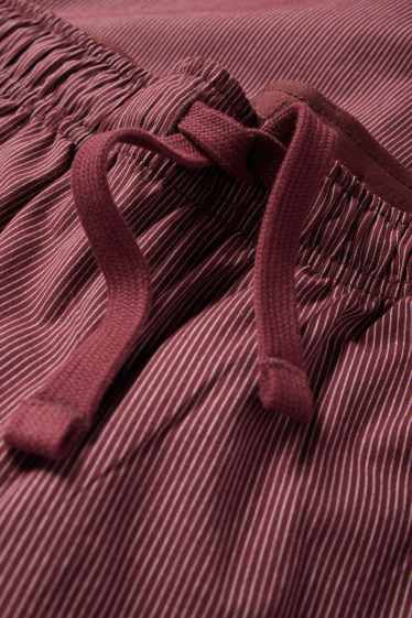 Herren - Pyjamahose - gestreift - bordeaux