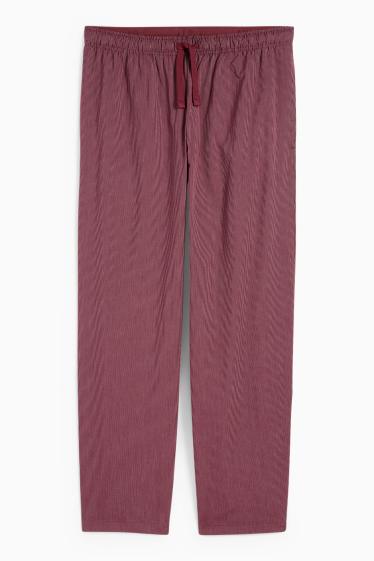 Herren - Pyjamahose - gestreift - bordeaux