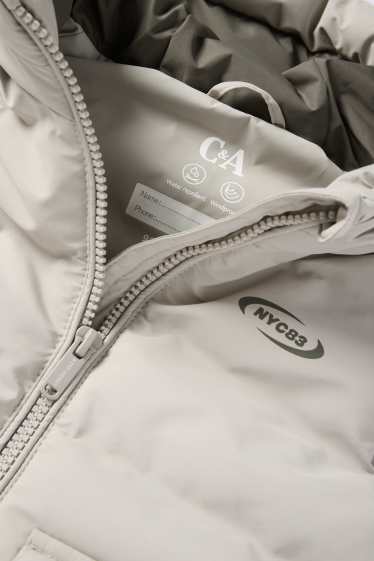 Kinderen: jongens - Bodywarmer met capuchon - waterafstotend - lichtgrijs