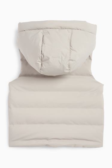 Kinderen: jongens - Bodywarmer met capuchon - waterafstotend - lichtgrijs