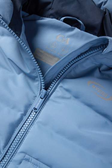 Kinderen: jongens - Bodywarmer met capuchon - waterafstotend - lichtblauw