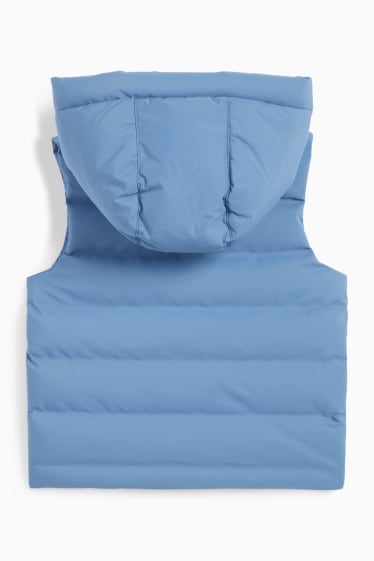 Kinderen: jongens - Bodywarmer met capuchon - waterafstotend - lichtblauw