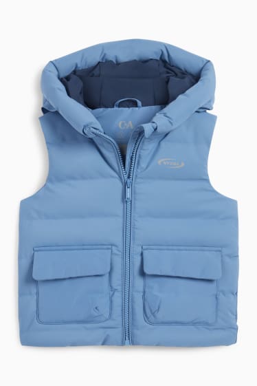 Kinderen: jongens - Bodywarmer met capuchon - waterafstotend - lichtblauw