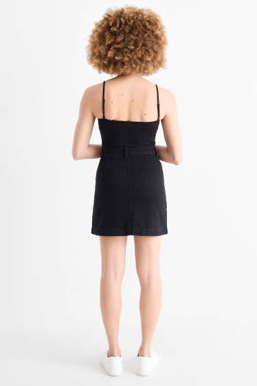 Damen - Jeans-Minirock - schwarz