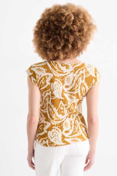 Donna - T-shirt - regular fit - fantasia - tessuto tramato - arancione