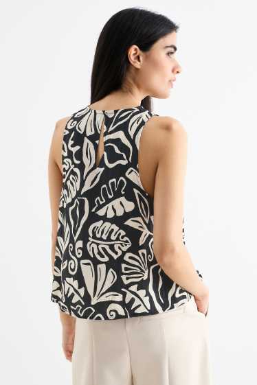 Damen - Blusentop - gemustert - schwarz / beige