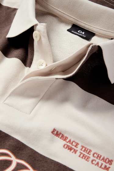 Uomo - Polo - a righe - marrone scuro