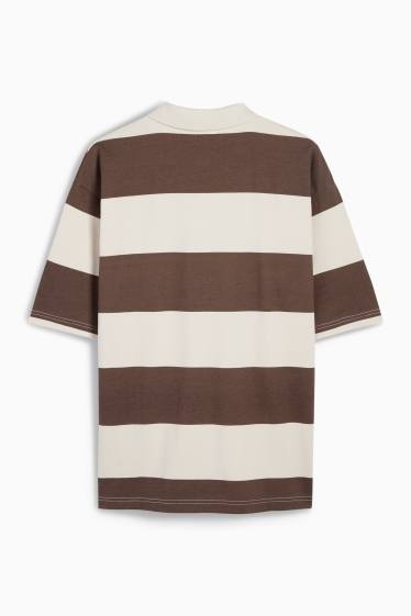 Uomo - Polo - a righe - marrone scuro