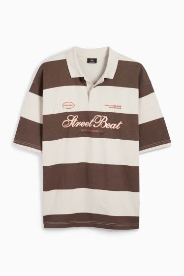 Uomo - Polo - a righe - marrone scuro