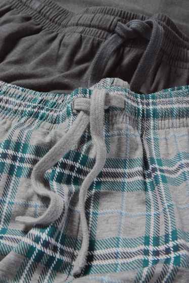 Herren - Multipack 2er - Pyjamahose - grau-melange