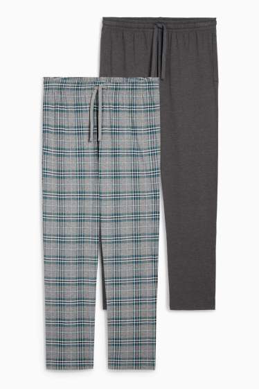 Herren - Multipack 2er - Pyjamahose - grau-melange