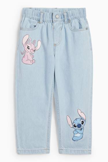 Kinderen: meisjes - Lilo & Stitch - relaxed jeans - lichtblauw