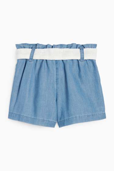 Baby Mädchen - Baby-Shorts mit Gürtel - Jeans-Look - blau