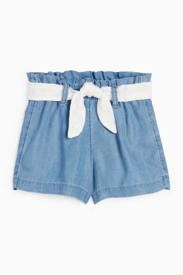 Baby Mädchen - Baby-Shorts mit Gürtel - Jeans-Look - blau