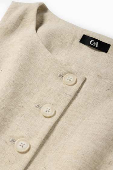 Damen - Business-Weste - Relaxed Fit - Leinen-Mix - beige / gold
