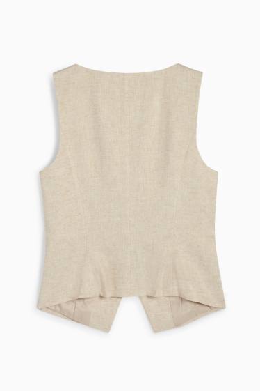 Damen - Business-Weste - Relaxed Fit - Leinen-Mix - beige / gold