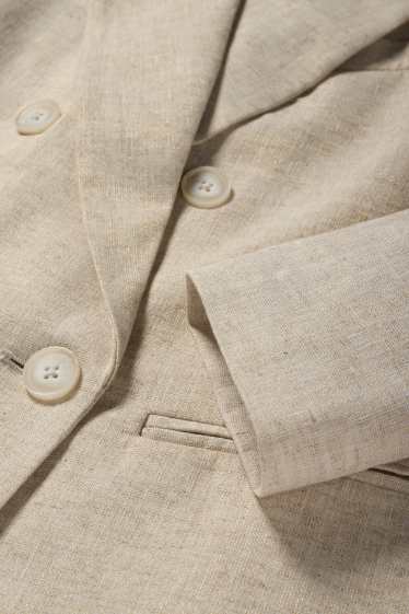 Damen - Business-Blazer - Regular Fit - Leinen-Mix - beige / gold