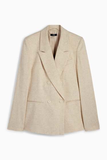Damen - Business-Blazer - Regular Fit - Leinen-Mix - beige / gold