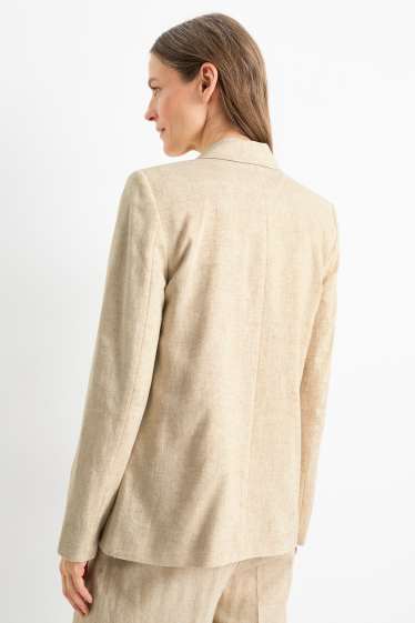 Damen - Business-Blazer - Regular Fit - Leinen-Mix - beige / gold