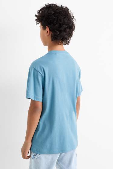 Kinder Jungen - Multipack 3er - Gaming und Graffiti - Kurzarmshirt - blau