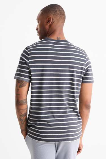 Herren - T-Shirt - Regular Fit - gestreift - dunkelgrau