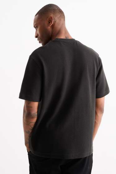 Men - T-shirt - relaxed fit - ribbed - black