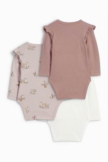 Baby Jungen - Multipack 3er - Igel, Reh und Kaninchen - Baby-Wickelbody - rosa