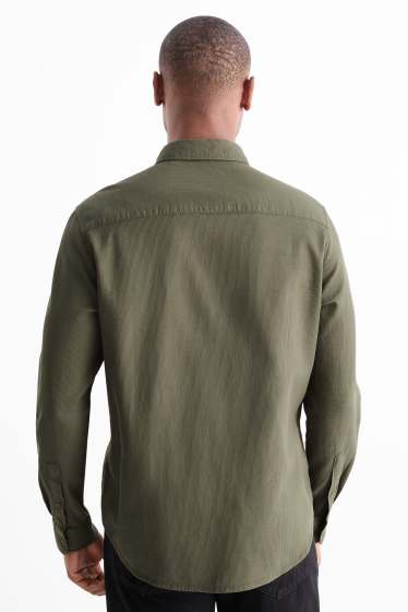 Herren - Hemd - Regular Fit - Kent - strukturiert - grün
