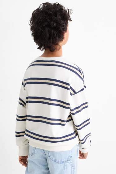 Kinderen: jongens - Sweatshirt - gestreept - wit