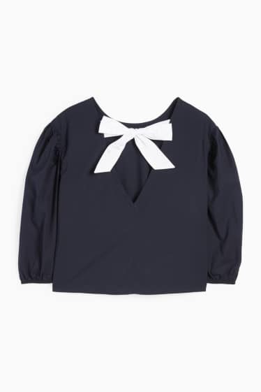 Damen - Crop Bluse - dunkelblau