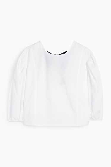 Damen - Crop Bluse - weiß