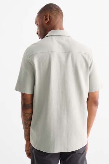 Men - Shirt - relaxed fit - kent collar - textured - gray