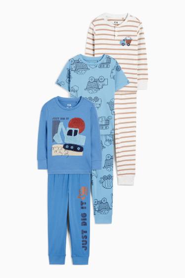 Bambini - Confezione da 3 - motivo cantiere - pigiama - 6 pezzi - blu
