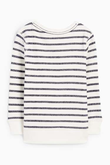 Kinderen: jongens - Sweatshirt - geribd - gestreept - donkerblauw / crème wit