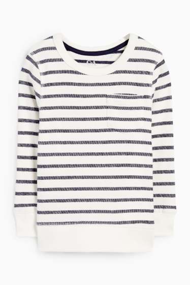 Kinderen: jongens - Sweatshirt - geribd - gestreept - donkerblauw / crème wit
