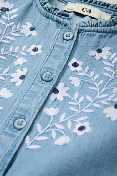Enfants filles - Fleur - robe en jean - bleu