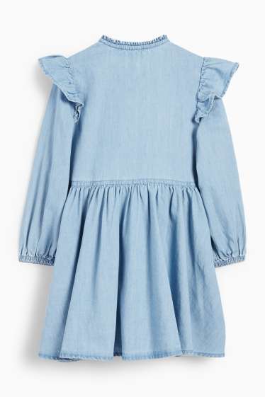 Enfants filles - Fleur - robe en jean - bleu