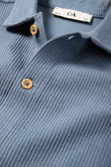 Kinderen: jongens - Gebreid overhemd - geribd - blauw