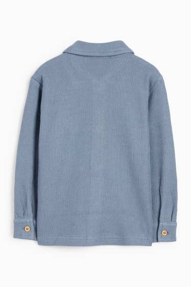 Kinderen: jongens - Gebreid overhemd - geribd - blauw