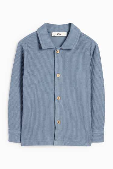 Kinderen: jongens - Gebreid overhemd - geribd - blauw