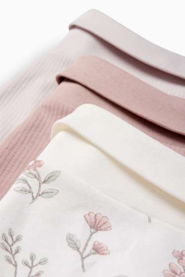 Bebeluși - fete - Multipack 3 perechi - floricele - pantaloni nou-născuți - alb-crem